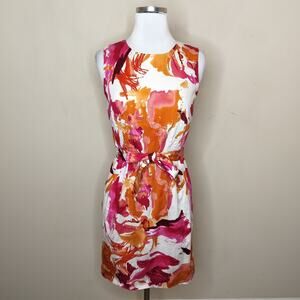 Calvin Klein Floral Belted Dress Stretch Cotton